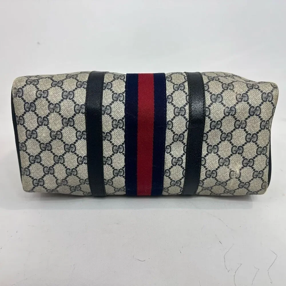 Vintage Gucci Sherry Line Navy Blue Boston Bag - Picture 6 of 16